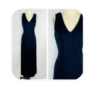 Vintage Black Sleeveless V-Neck Sheath Maxi Dress